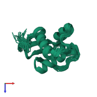 PDB entry 2l2o coloured by chain, ensemble of 20 models, top view.