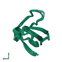 PDB entry 2l2p coloured by chain, ensemble of 10 models, side view.