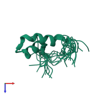 PDB entry 2l2r coloured by chain, ensemble of 20 models, top view.