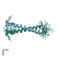 PDB entry 2l2t coloured by chain, ensemble of 20 models, top view.