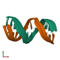 PDB entry 2l2u coloured by chain, ensemble of 4 models, front view.