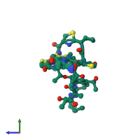 PDB entry 2l2y coloured by chain, ensemble of 20 models, side view.