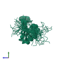 PDB entry 2l31 coloured by chain, ensemble of 30 models, side view.