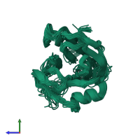 PDB entry 2l38 coloured by chain, ensemble of 20 models, side view.