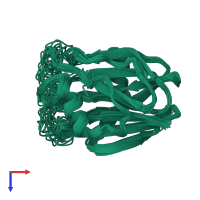 PDB entry 2l38 coloured by chain, ensemble of 20 models, top view.