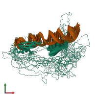 PDB entry 2l3j coloured by chain, ensemble of 19 models, front view.