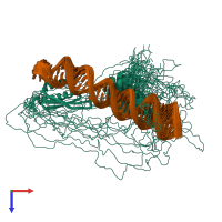 PDB entry 2l3j coloured by chain, ensemble of 19 models, top view.