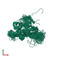 PDB entry 2l3y coloured by chain, ensemble of 52 models, front view.