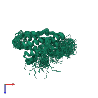 PDB entry 2l3y coloured by chain, ensemble of 52 models, top view.
