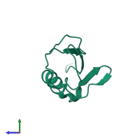 Ubiquitin in PDB entry 2l3z, assembly 1, side view.
