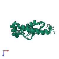PDB entry 2l40 coloured by chain, ensemble of 20 models, top view.