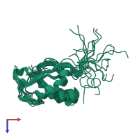 PDB entry 2l42 coloured by chain, ensemble of 20 models, top view.