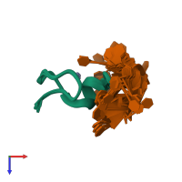 PDB entry 2l45 coloured by chain, ensemble of 19 models, top view.
