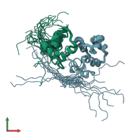 PDB entry 2l49 coloured by chain, ensemble of 20 models, front view.
