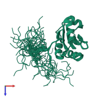 PDB entry 2l4c coloured by chain, ensemble of 50 models, top view.