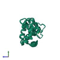 PDB entry 2l4i coloured by chain, ensemble of 10 models, side view.