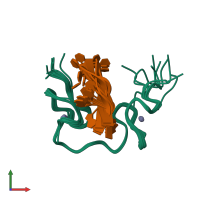 PDB entry 2l4l coloured by chain, ensemble of 10 models, front view.