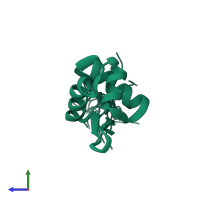 PDB entry 2l4m coloured by chain, ensemble of 20 models, side view.