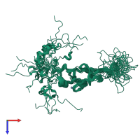 PDB entry 2l4z coloured by chain, ensemble of 20 models, top view.