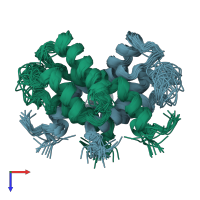 PDB entry 2l50 coloured by chain, ensemble of 30 models, top view.
