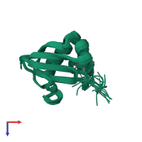 PDB entry 2l52 coloured by chain, ensemble of 20 models, top view.