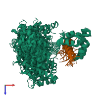 PDB entry 2l53 coloured by chain, ensemble of 20 models, top view.