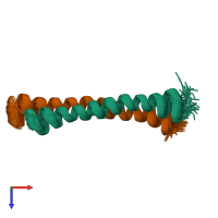 PDB entry 2l5g coloured by chain, ensemble of 35 models, top view.