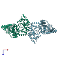 PDB entry 2l5h coloured by chain, ensemble of 2 models, top view.