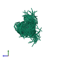 PDB entry 2l62 coloured by chain, ensemble of 40 models, side view.