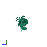 PDB entry 2l64 coloured by chain, ensemble of 10 models, side view.