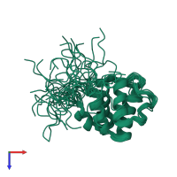 PDB entry 2l6a coloured by chain, ensemble of 20 models, top view.