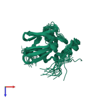 PDB entry 2l6n coloured by chain, ensemble of 20 models, top view.