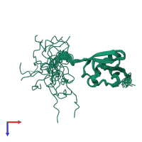 PDB entry 2l76 coloured by chain, ensemble of 20 models, top view.