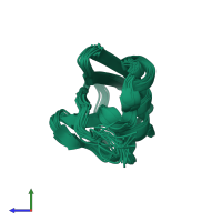 PDB entry 2l7r coloured by chain, ensemble of 20 models, side view.