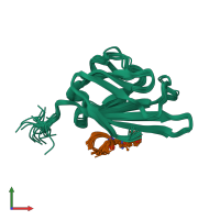PDB entry 2l7u coloured by chain, ensemble of 25 models, front view.