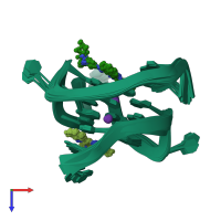PDB entry 2l7v coloured by chain, ensemble of 10 models, top view.