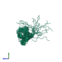 PDB entry 2l81 coloured by chain, ensemble of 20 models, side view.