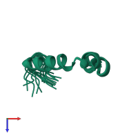PDB entry 2l86 coloured by chain, ensemble of 20 models, top view.