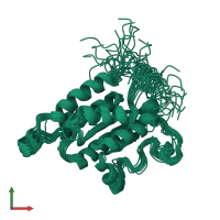 PDB entry 2l8b coloured by chain, ensemble of 20 models, front view.