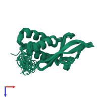 PDB entry 2l8k coloured by chain, ensemble of 20 models, top view.