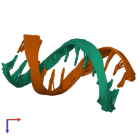 PDB entry 2l8q coloured by chain, ensemble of 10 models, top view.