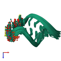 PDB entry 2l9e coloured by chain, ensemble of 11 models, top view.