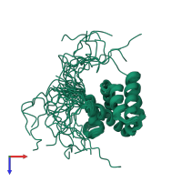 PDB entry 2l9j coloured by chain, ensemble of 20 models, top view.