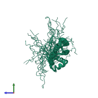 PDB entry 2l9m coloured by chain, ensemble of 20 models, side view.