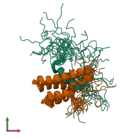 PDB entry 2l9s coloured by chain, ensemble of 20 models, front view.