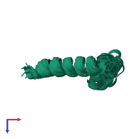 PDB entry 2la2 coloured by chain, ensemble of 20 models, top view.