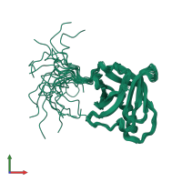 PDB entry 2la7 coloured by chain, ensemble of 20 models, front view.