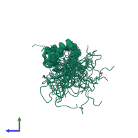 PDB entry 2lai coloured by chain, ensemble of 20 models, side view.