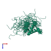 PDB entry 2lai coloured by chain, ensemble of 20 models, top view.