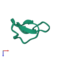 PDB entry 2lam coloured by chain, ensemble of 20 models, top view.